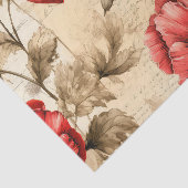Papier Mousseline Papier Tissu vintage Inspiré Red Poppies (Détail)