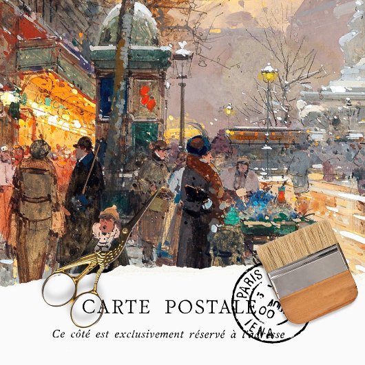 Papier Mousseline Papier Tissu vintage Paris Street Scene