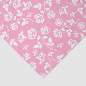 Papier Mousseline Papier tissue floral rose et blanc (Détail)