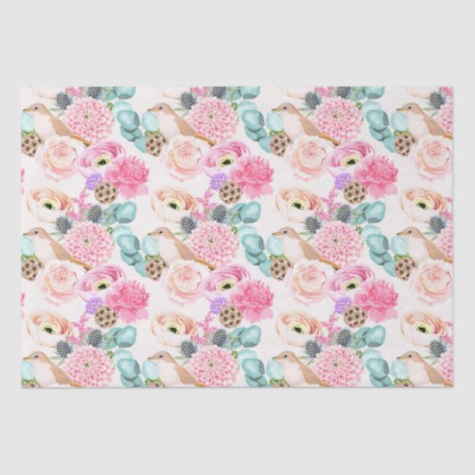 Papier Mousseline Papier tissulaire à motif floral (Recto)