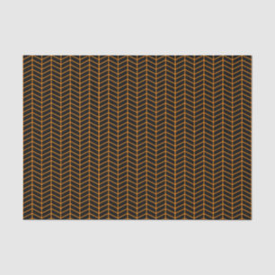 Papier Mousseline Papier tissus Chevron - Orange sur noir