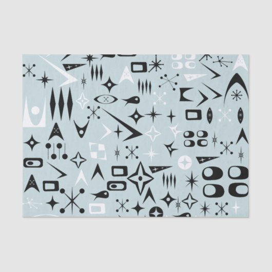 Papier Mousseline Papier Tissus Moderne Du Milieu Du Siècle Bleu (Recto)