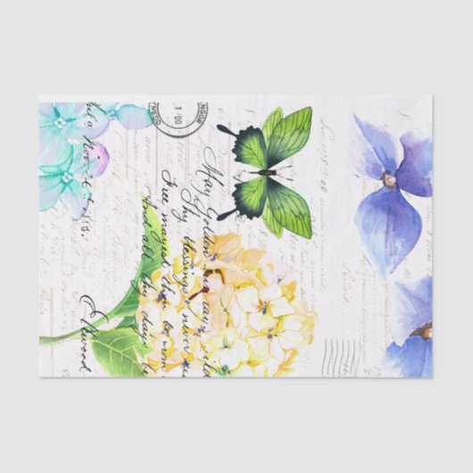 Papier Mousseline Papier vintage avec découpage papillon vert (Recto)