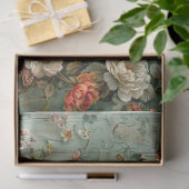 Papier Mousseline Papiers bleus floraux pour la conception de tablea (Cadeau)