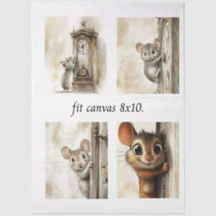 Papier Mousseline Papiers Decoupage 4 Souris adaptés pour toile 8 x
