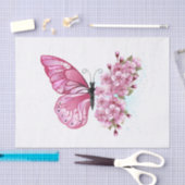 Papier Mousseline Papillon à fleurs avec Sakura rose (Artisanat)