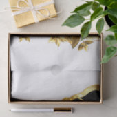 Papier Mousseline Papillon à fleurs d'or avec orchidée noire (Cadeau)