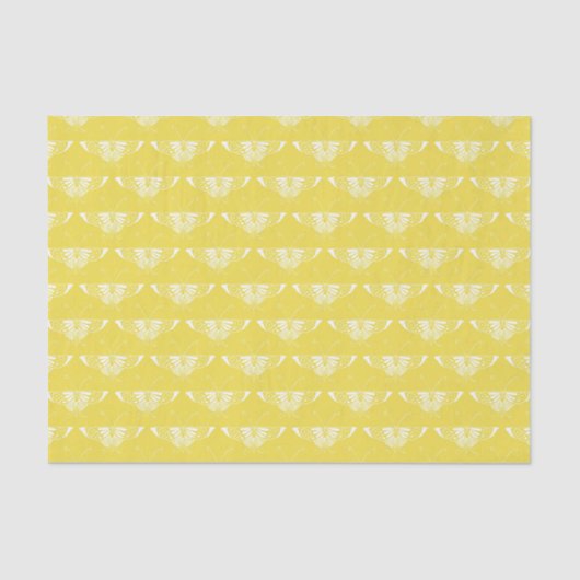 Papier Mousseline Papillon Art déco stylisé - jaune et blanc (Recto)