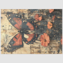Papillon aux fleurs orange