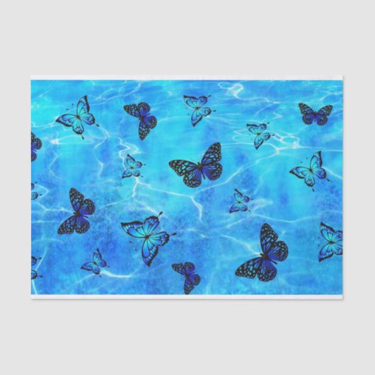 Papier Mousseline Papillon bleu (Recto)