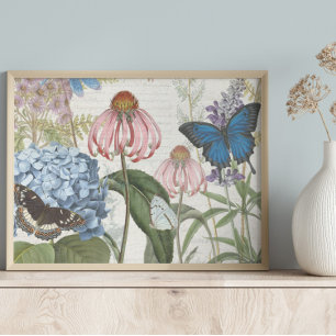 Papier Mousseline Papillon botanique Jardin bleu Découpage florale