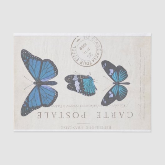 Papier Mousseline Papillon Carte Postale Vintage française Découpage (Recto)