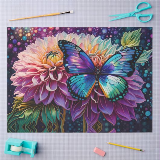 Papier Mousseline Papillon Dahlia Et Iridescente (Artisanat)