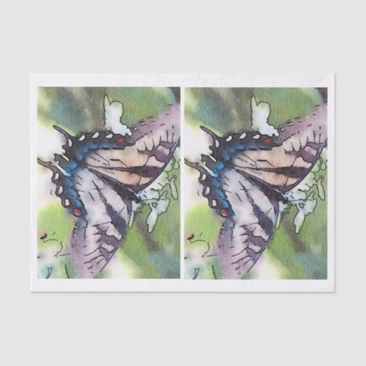 Papier Mousseline Papillon d'aquarelle pour le decoupage de (Recto)