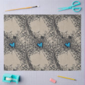 Papier Mousseline Papillon de coeur bleu gothique dans Spiderweb eph (Artisanat)