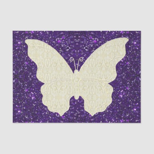 Papier Mousseline Papillon Dentelle Sur Papier Tissu À Parties scint (Recto)