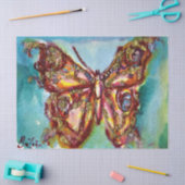 PAPIER MOUSSELINE PAPILLON D'OR EN AÉROGRAPHIE BLEUE (Artisanat)