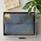 Papier Mousseline Papillon d'or sur Découpage X3 bleu foncé (Cadeau)