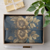 Papier Mousseline Papillon doré or et bleu Decoupage (Cadeau)