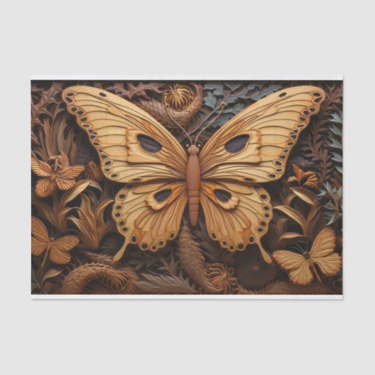 Papier Mousseline Papillon en bois sculpté (Recto)