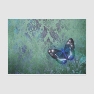 Papier Mousseline Papillon en damas iridescent vintage