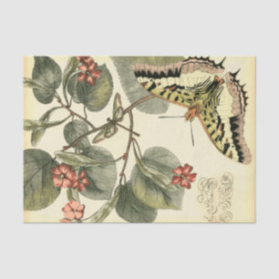 Papier Mousseline Papillon et libellule à fleurs rouges