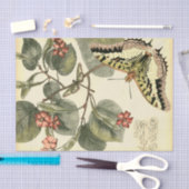 Papier Mousseline Papillon et libellule à fleurs rouges (Artisanat)