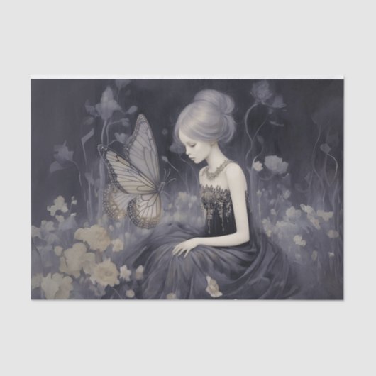 Papier Mousseline Papillon éthéré Monochrome Imaginaire découpage (Recto)