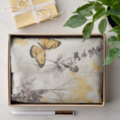 Papier Mousseline Papillon Ethereal Delicate Black Yellow Flowers (Cadeau)