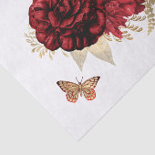 Papier Mousseline Papillon floral d'or rouge rose (Détail)