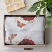 Papier Mousseline Papillon floral d'or rouge rose (Cadeau)