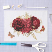 Papier Mousseline Papillon floral d'or rouge rose (Artisanat)