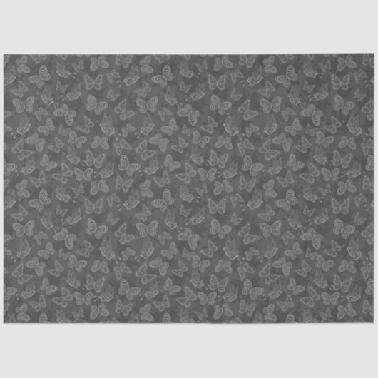 Papier Mousseline Papillon floral naturel moderne Silver de luxe (Recto)