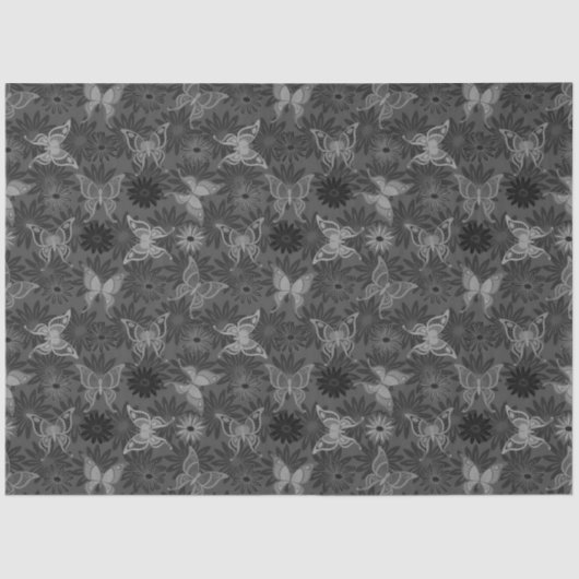 Papier Mousseline Papillon floral naturel moderne Silver de luxe (Recto)