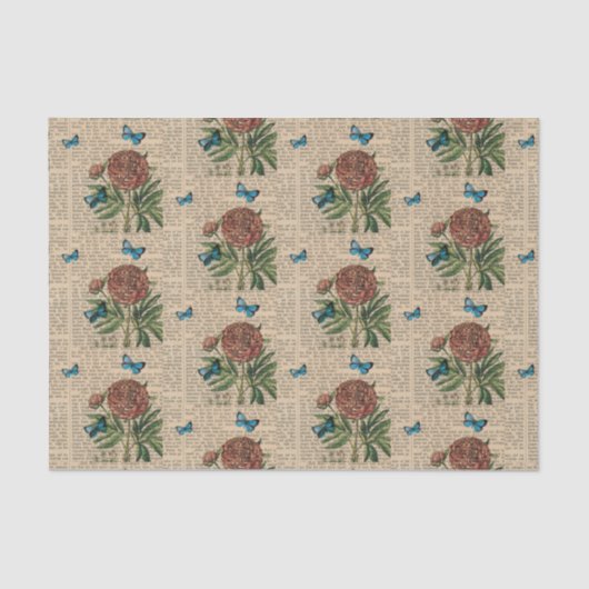 Papier Mousseline Papillon floral vintage (Recto)