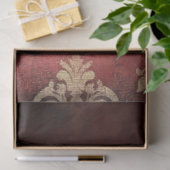 Papier Mousseline Papillon Gras Gras sur Mur Damas Maroon (Cadeau)