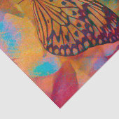 Papier Mousseline Papillon hippie orange bleu de Bohème (Détail)