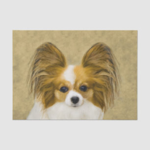 Papier Mousseline Papillon (Hound Tri) Peinture - Art Chien original