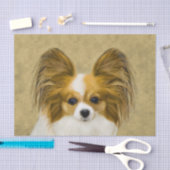 Papier Mousseline Papillon (Hound Tri) Peinture - Art Chien original (Artisanat)