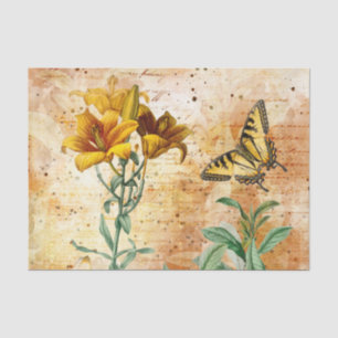 Papier Mousseline Papillon jaune vintage