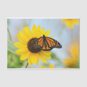 Papier Mousseline Papillon monarque et tournesol