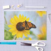 Papier Mousseline Papillon monarque et tournesol (Artisanat)