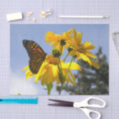 Papier Mousseline Papillon monarque N Fleurs de soleil (Artisanat)