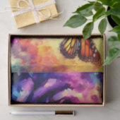 Papier Mousseline Papillon Monarque sur Rose au coucher du soleil Dé (Cadeau)