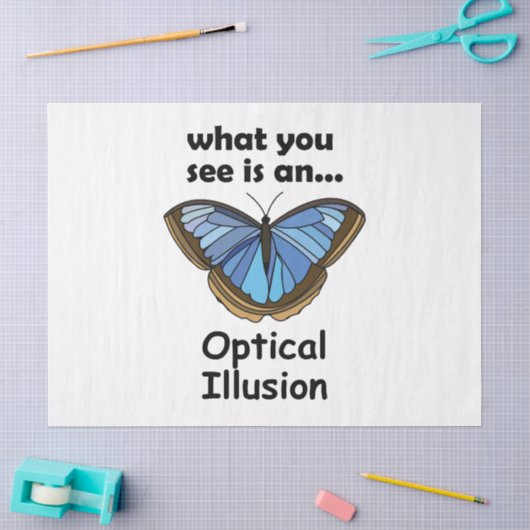 Papier Mousseline Papillon Morpho Bleu Illusion d'Optique Citation D (Artisanat)