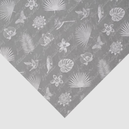 Papier Mousseline Papillon naturel moderne Tropical Silver (Détail)