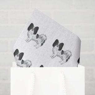Papier Mousseline Papillon noir et blanc à motif de chien de dessin 