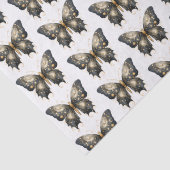 Papier Mousseline Papillon noir et or Motif blanc Halloween (Détail)