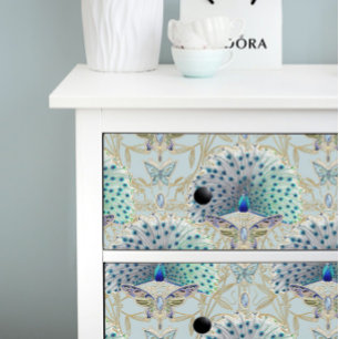 Papier Mousseline Papillon Peacock Art Déco Nouveau Découpage Bleu