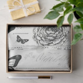 Papier Mousseline Papillon rétro éphémère noir et blanc (Cadeau)